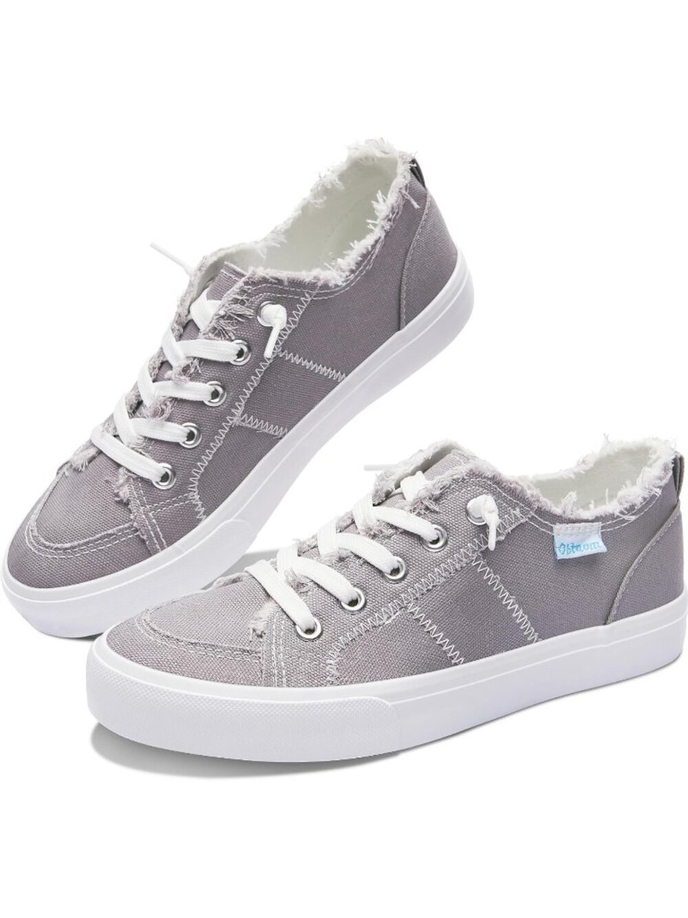 Womens Grey Canvas Play Fashion Sneaker Canvas Slip on Shoes Fashion Sneaker